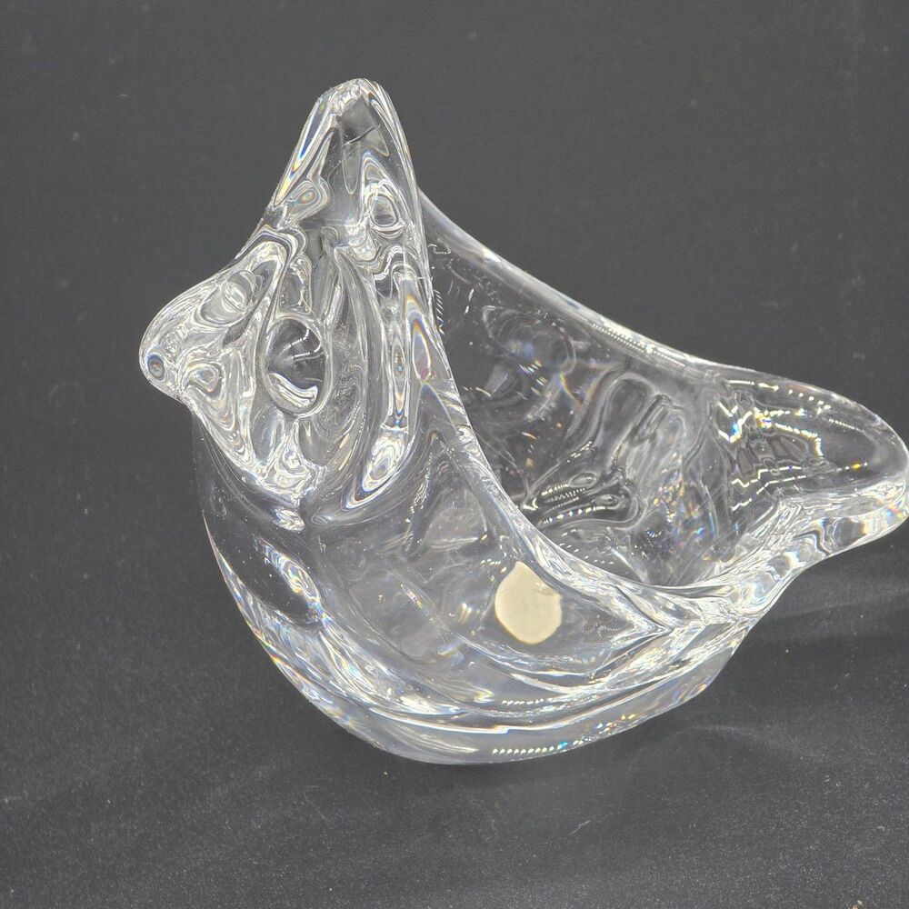 Vintage Art Vannes Crystal Owl Art Glass France Pipe Holder Trinket Dish - Picture 2 of 6